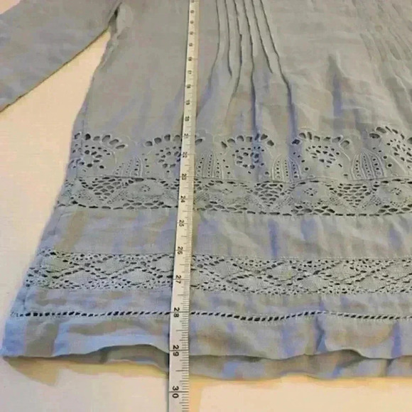 Sundance 100% Linen Pintuck & Crochet Tunic Blouse Tunic Size Small - Picture 6 of 11